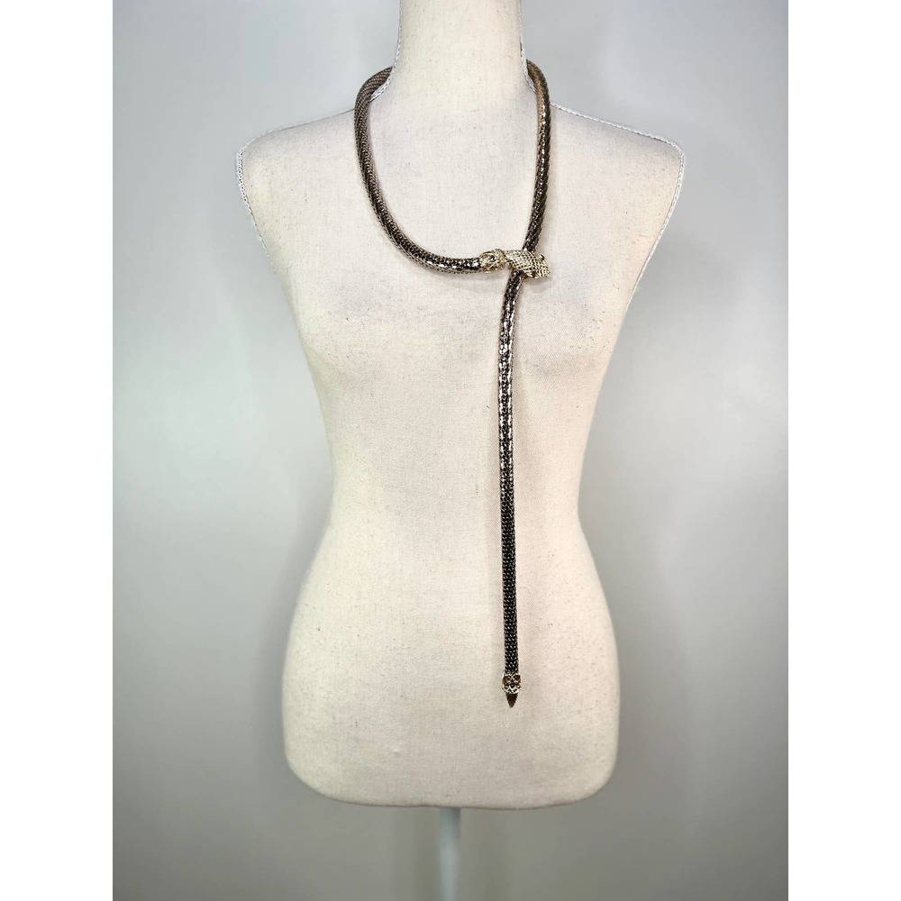 Whiting & Davis Gold Mesh Snake-Head Belt - Picture 10 of 10